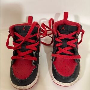 JORDAN Kids Red and Black Sneakers